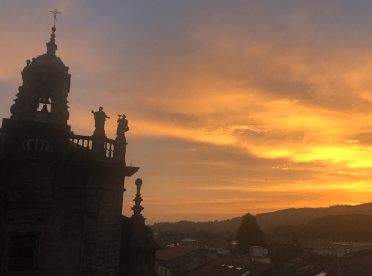 Sunset from Parza do Obradoiro in Santiago