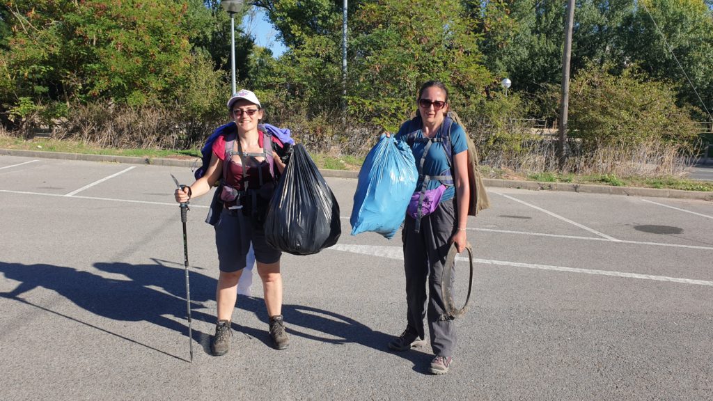 sandra and carla with bags of plastic