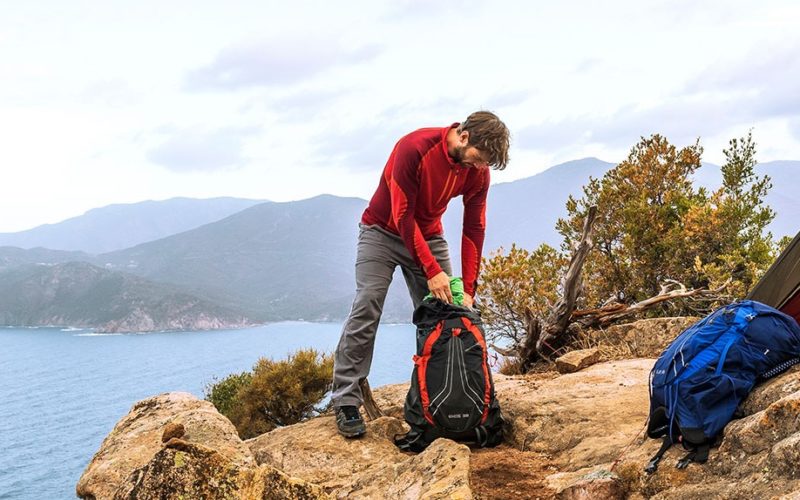 osprey backpack gear cliff scenery