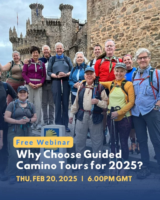 Curious about walking the Camino de Santiago with a guided group? Join us for this informative webinar to discover the advantages of guided tours for 2025. What you’ll learn: 🤝 Expert Leadership: Walk confidently with experienced guides by your side. 📅 Curated Itineraries: Enjoy well-planned routes and schedules. 🌟 Group Camaraderie: Share the experience with like-minded pilgrims. 🚶 Seamless Logistics: Focus on walking—leave the details to us. 📖 Explore next year’s routes, dates, and experiences. Perfect for walkers of all levels, this webinar will inspire your Camino journey in 2025! Head to our link in bio and claim your spot! #FollowtheCamino #CaminodeSantiago #guidedtours #hikingholidays #webinar #freewebinar